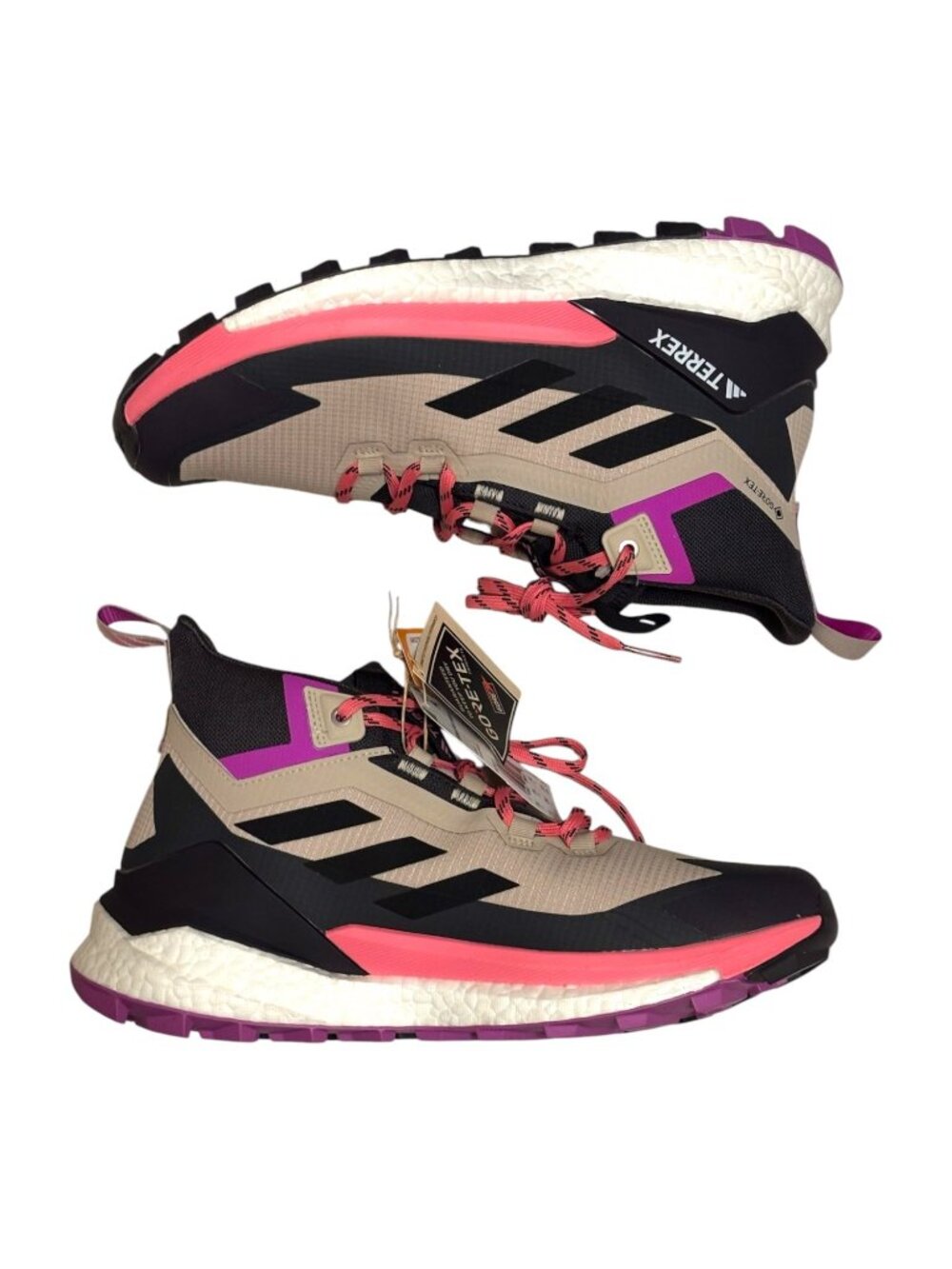 Adidas Womens Terrex Free Hiker 2 Gore-Tex Pink Beige Black Hiking Boots Size 11